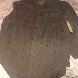 Green button up shirt
